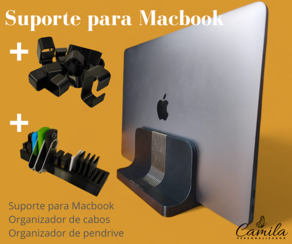 Kit de Organização Personalizado para MacBook - Suporte, Cabos e Pendrives